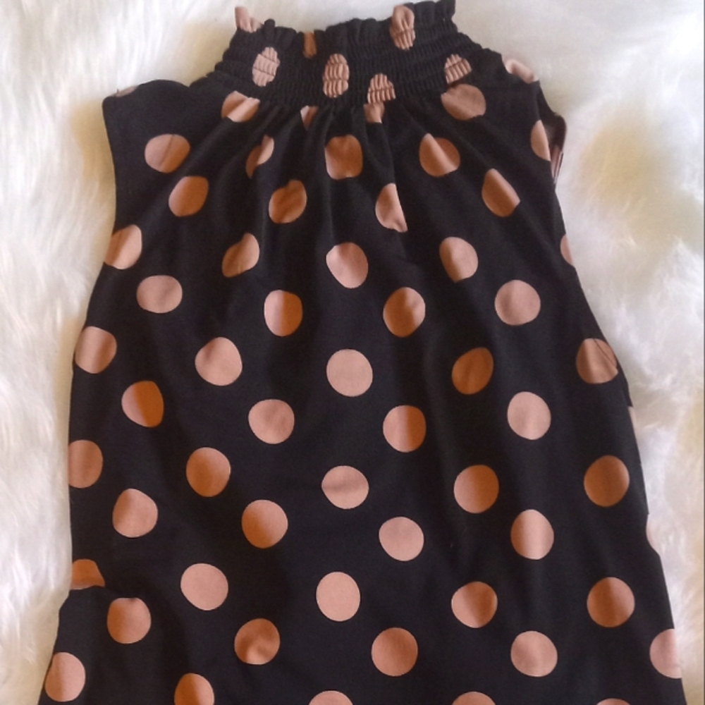 Polka dot Tank with Ruffled Collar